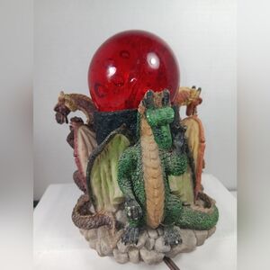 Dragon Figurine with Red Orb Lights Up